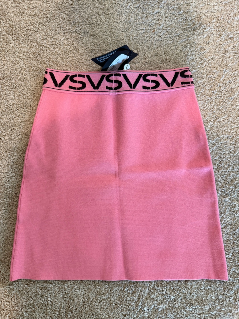 Versus Versace Pink Pencil Skirt with Logo Waistband NWT